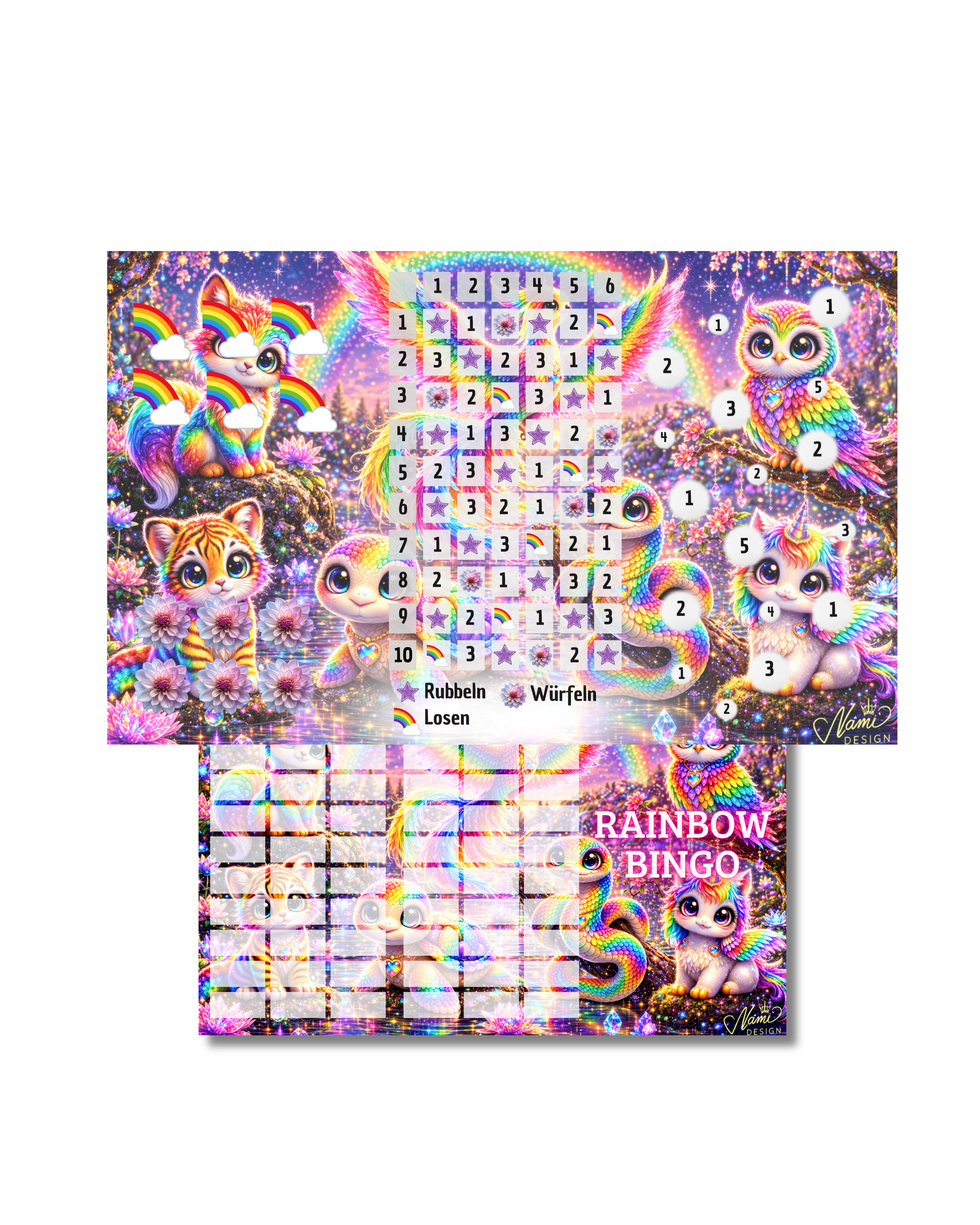 Dreier Klappkarte "Rainbow Bingo"