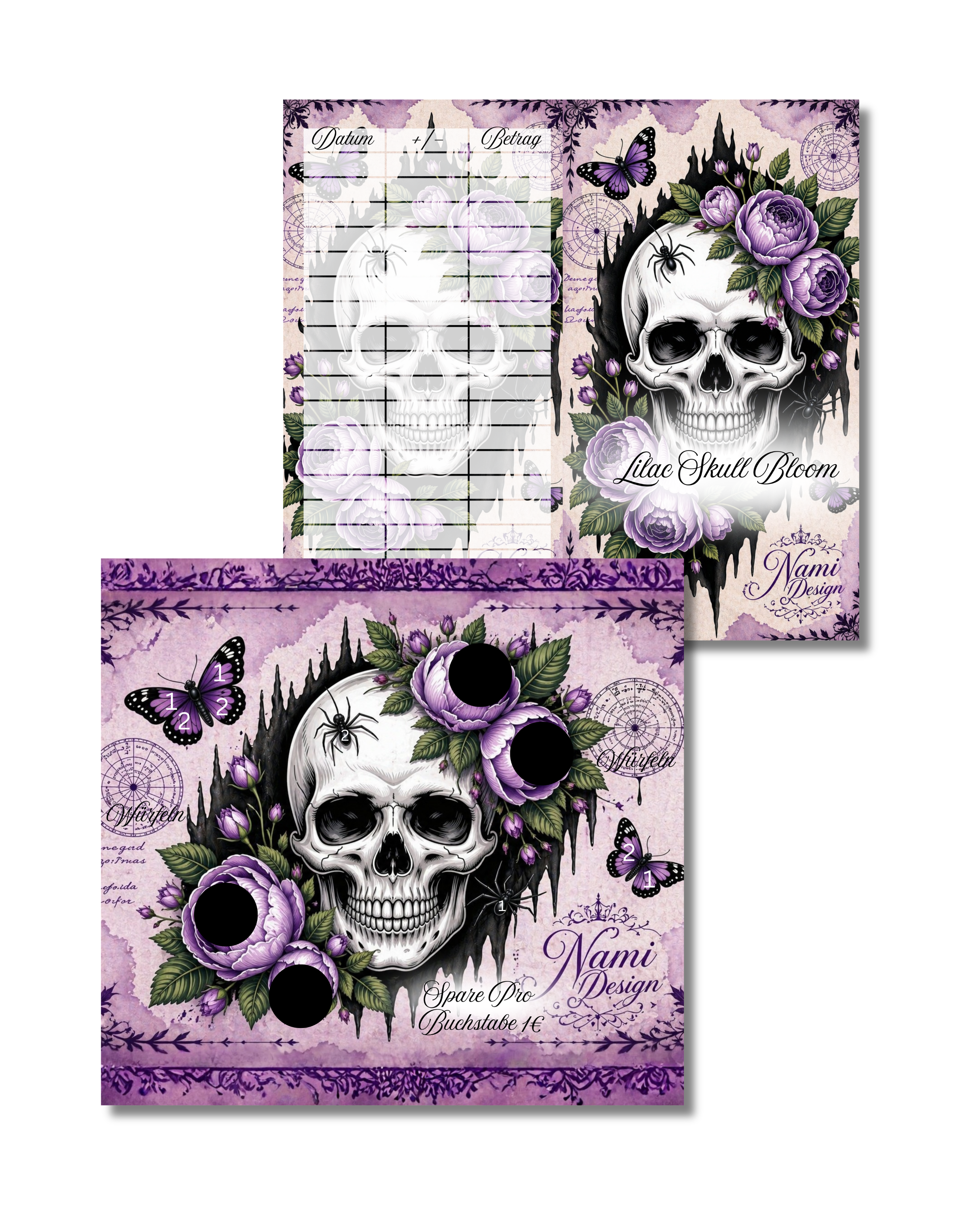 Zweier Klappkarte Lilac Skull Bloom